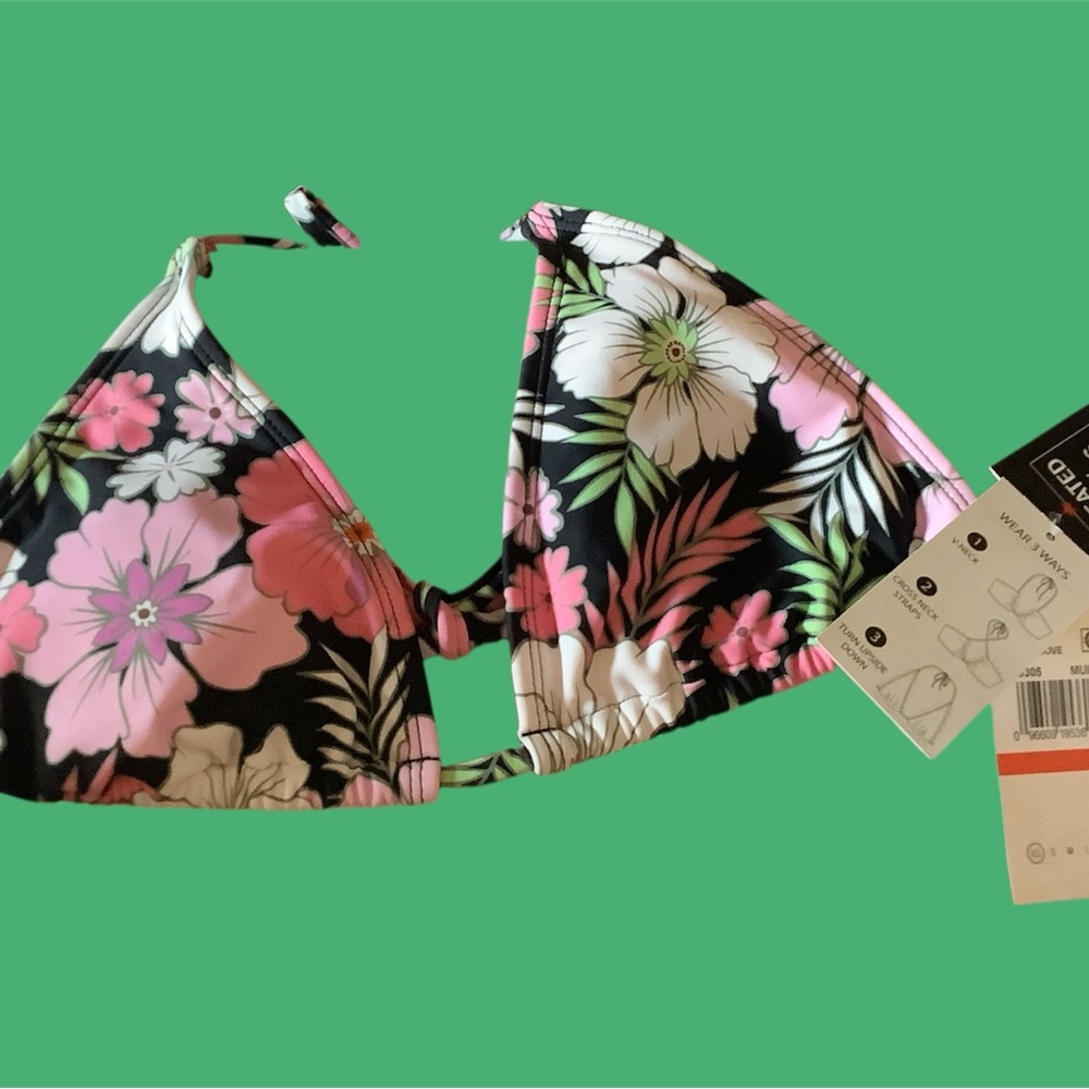 Sand & Cove Floral Halter Bikini Top. NEW - Picture 2 of 4